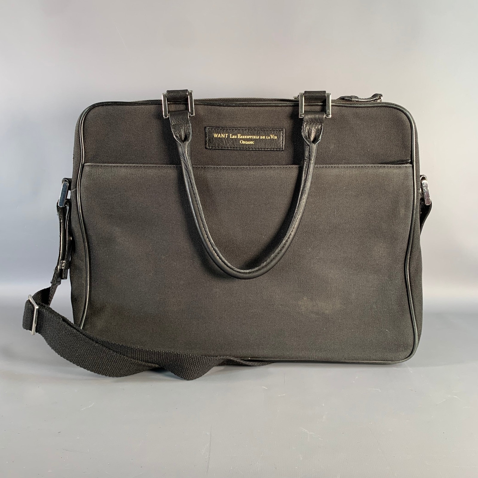 Want Les Essentiels De La Vie Black Cotton Laptop Bag
